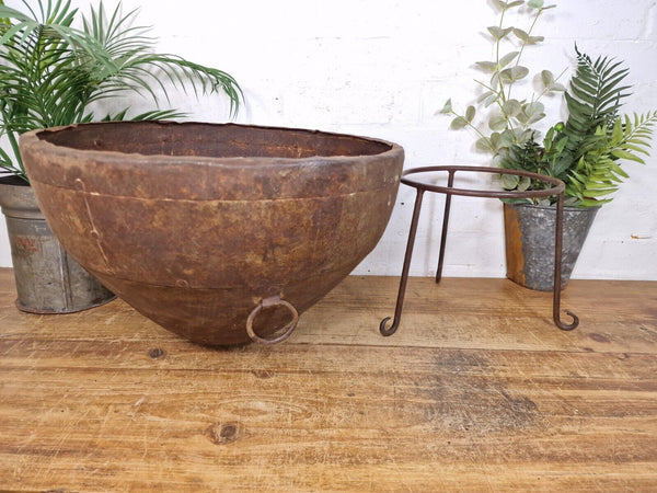 Large Heavy Duty Riveted Iron Indian Kadai Fire Pit Garden Planter Drinks Cooler
