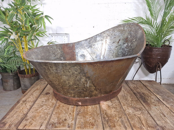 Rustic Reclaimed Galvanised Metal Hip Slipper Bath Garden Planter Drinks Cooler