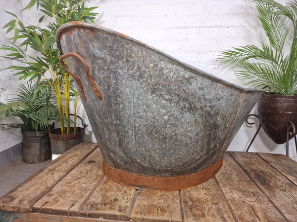 Rustic Reclaimed Galvanised Metal Hip Slipper Bath Garden Planter Drinks Cooler