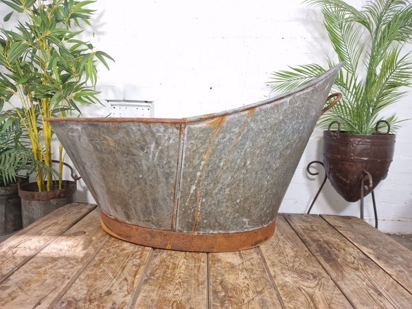 Rustic Reclaimed Galvanised Metal Hip Slipper Bath Garden Planter Drinks Cooler