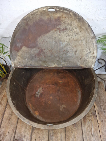 XL Large Round Galvanised Metal Feeder Trough Garden Planter Tub Wildlife Pond