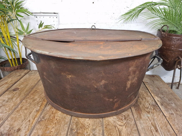 XL Large Round Galvanised Metal Feeder Trough Garden Planter Tub Wildlife Pond