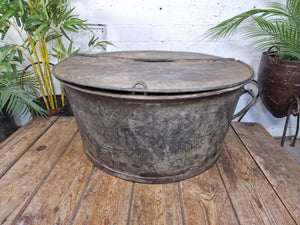XL Large Round Galvanised Metal Feeder Trough Garden Planter Tub Wildlife Pond