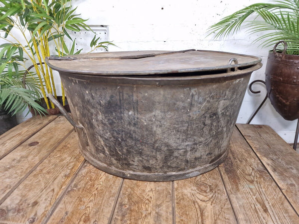 XL Large Round Galvanised Metal Feeder Trough Garden Planter Tub Wildlife Pond
