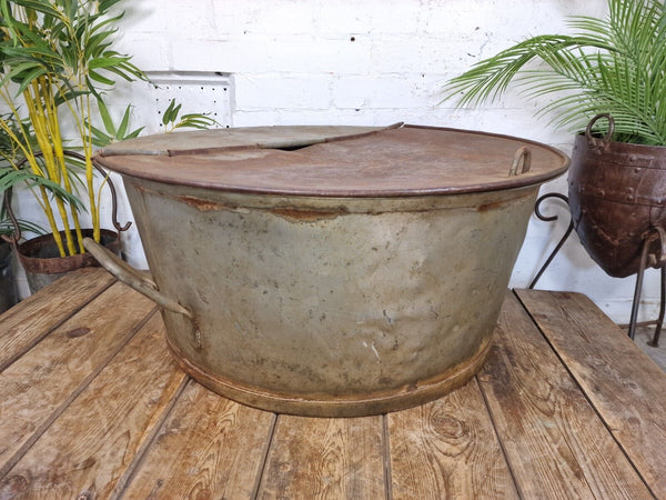 XL Large Round Galvanised Metal Feeder Trough Garden Planter Tub Wildlife Pond