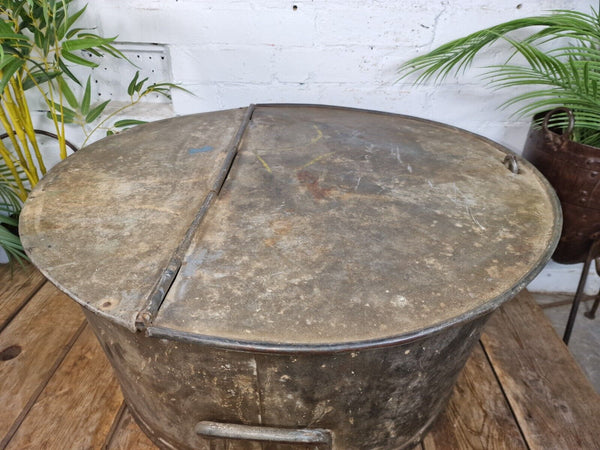 XL Large Round Galvanised Metal Feeder Trough Garden Planter Tub Wildlife Pond