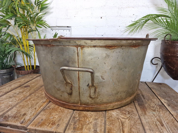 XL Large Round Galvanised Metal Feeder Trough Garden Planter Tub Wildlife Pond