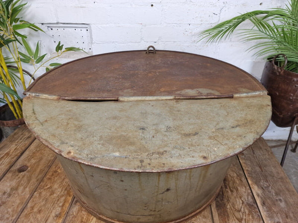 XL Large Round Galvanised Metal Feeder Trough Garden Planter Tub Wildlife Pond