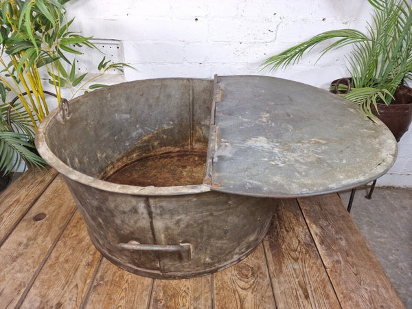 XL Large Round Galvanised Metal Feeder Trough Garden Planter Tub Wildlife Pond