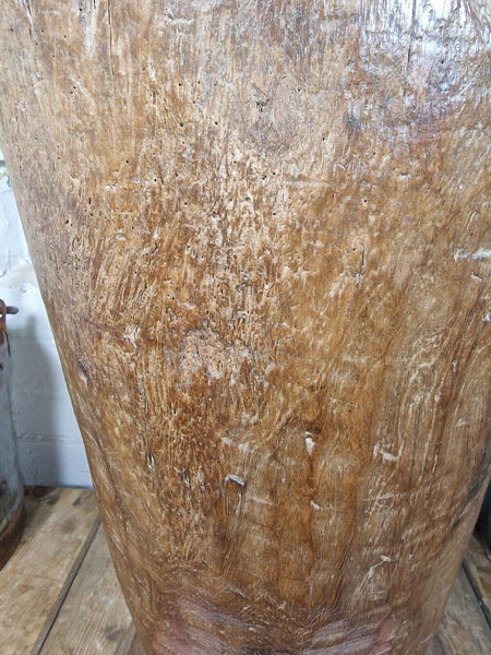 Large Vintage Antique Rustic Wabi Sabi Hand Carved Wooden Grinding  Mortar Bowl