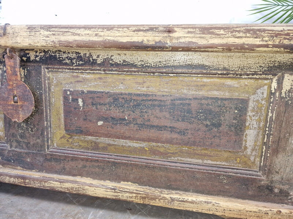 Vintage Indian Reclaimed Solid Wooden Storage Chest Trunk Ottoman Coffee Table