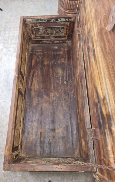 Vintage Indian Reclaimed Solid Wooden Storage Chest Trunk Ottoman Coffee Table