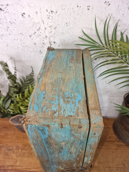 Old Vintage Rustic Indian Wooden Bathroom Glazed Mirrored Wall Cabinet