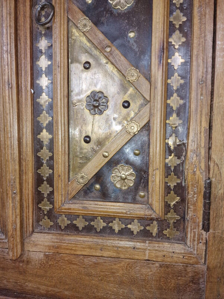 Large Antique Indian Colonial Solid Wooden Window Shutters Wall Garden Mirror