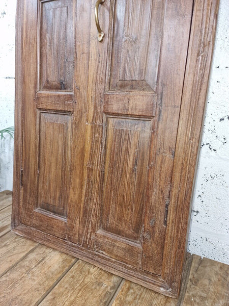 Large Antique Indian Colonial Solid Wooden Window Shutters Wall Garden Mirror