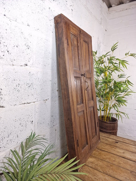 Large Antique Indian Colonial Solid Wooden Window Shutters Wall Garden Mirror