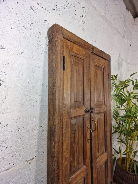 Large Antique Indian Colonial Solid Wooden Window Shutters Wall Garden Mirror