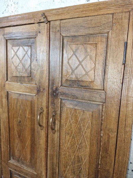 Large Antique Indian Colonial Solid Wooden Window Shutters Wall Garden Mirror