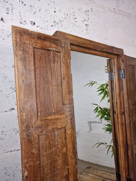 Large Antique Indian Colonial Solid Wooden Window Shutters Wall Garden Mirror
