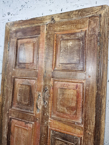 Large Antique Indian Colonial Solid Wooden Window Shutters Wall Garden Mirror