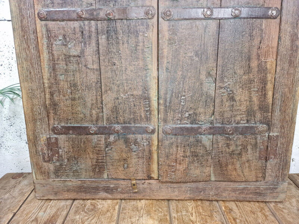 Large Antique Indian Colonial Solid Wooden Window Shutters Wall Garden Mirror