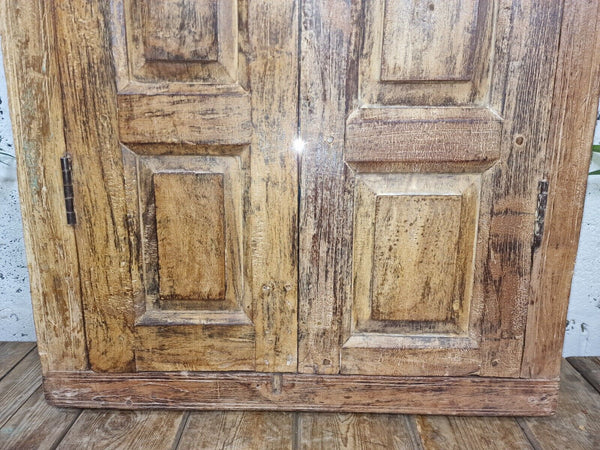 Large Antique Indian Colonial Solid Wooden Window Shutters Wall Garden Mirror