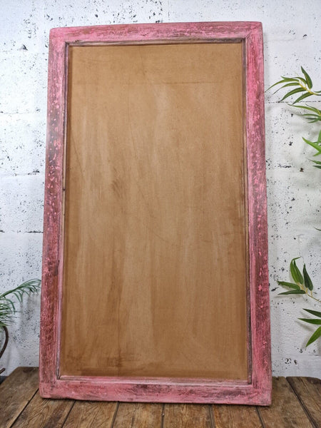 Large Reclaimed Vintage Indian Wooden Wall Window Frame Mirror Home Garden Decor