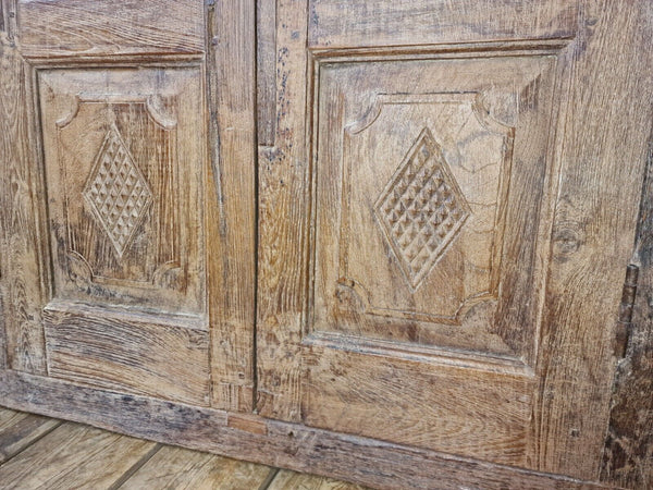 Large Antique Indian Colonial Solid Wooden Window Shutters Wall Garden Mirror