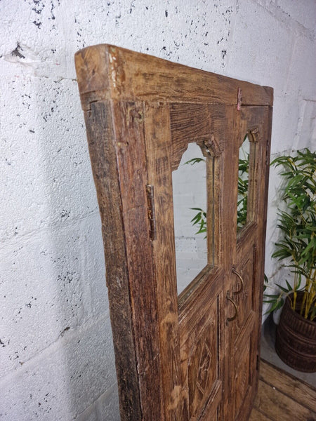 Large Antique Indian Colonial Solid Wooden Window Shutters Wall Garden Mirror