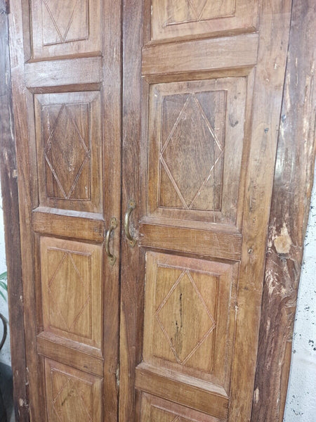 Large Antique Indian Colonial Solid Wooden Window Shutters Wall Garden Mirror
