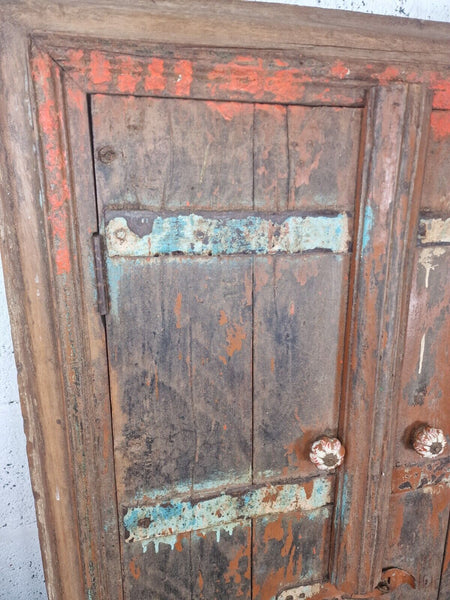 Large Antique Indian Colonial Solid Wooden Window Shutters Wall Garden Mirror