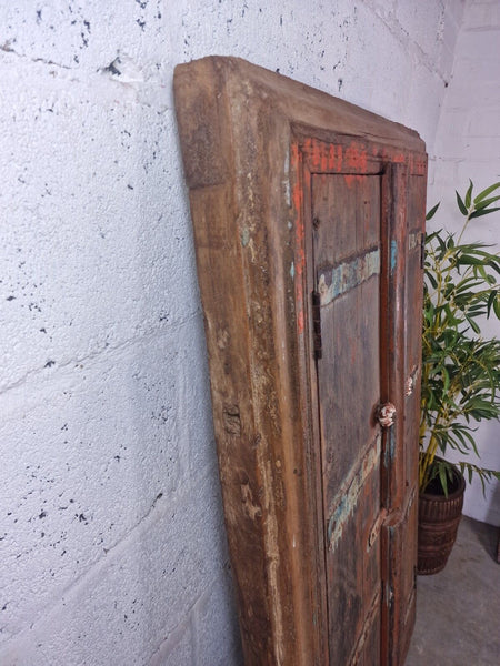 Large Antique Indian Colonial Solid Wooden Window Shutters Wall Garden Mirror