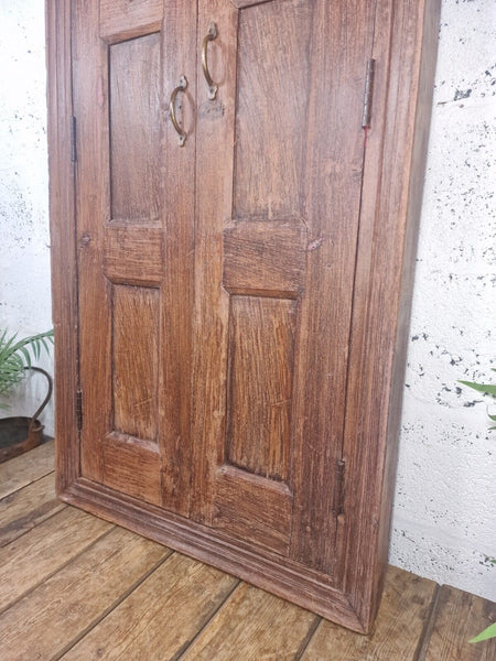 Large Antique Indian Colonial Solid Wooden Window Shutters Wall Garden Mirror