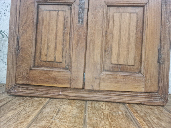 Large Antique Indian Colonial Solid Wooden Window Shutters Wall Garden Mirror
