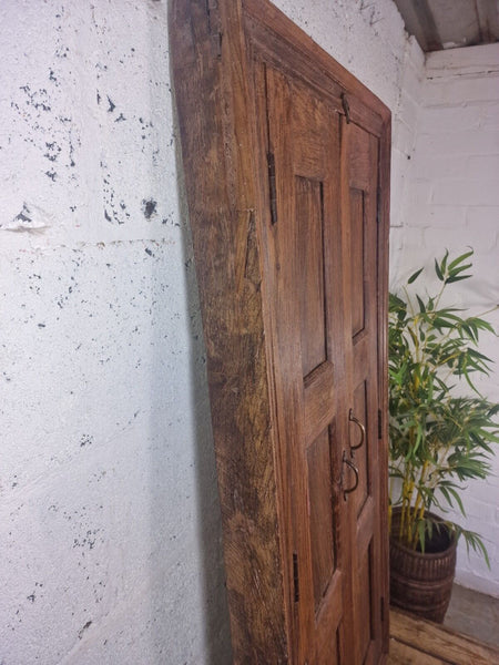 Large Antique Indian Colonial Solid Wooden Window Shutters Wall Garden Mirror