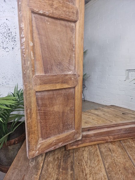 Large Antique Indian Colonial Solid Wooden Window Shutters Wall Garden Mirror