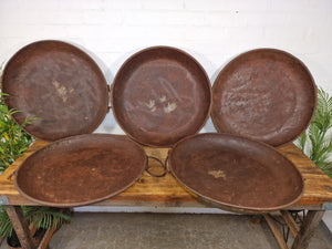 Large Round Industrial Vintage Rustic Galvanised Iron Metal Serving Drinks Tray