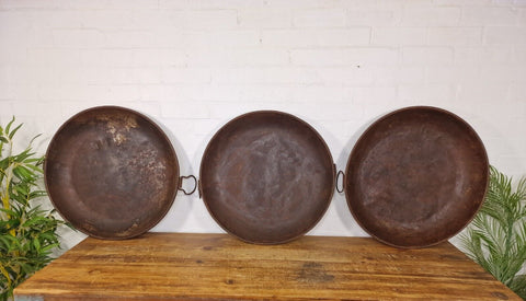 Large Round Industrial Vintage Rustic Galvanised Iron Metal Serving Drinks Tray