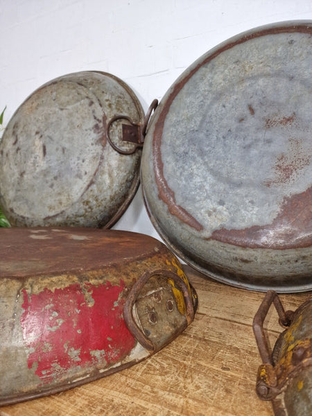 Large Round Industrial Vintage Rustic Galvanised Iron Metal Serving Drinks Tray
