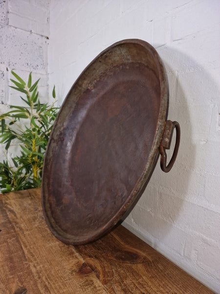 Large Round Industrial Vintage Rustic Galvanised Iron Metal Serving Drinks Tray