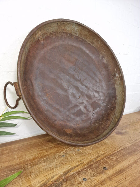 Large Round Industrial Vintage Rustic Galvanised Iron Metal Serving Drinks Tray