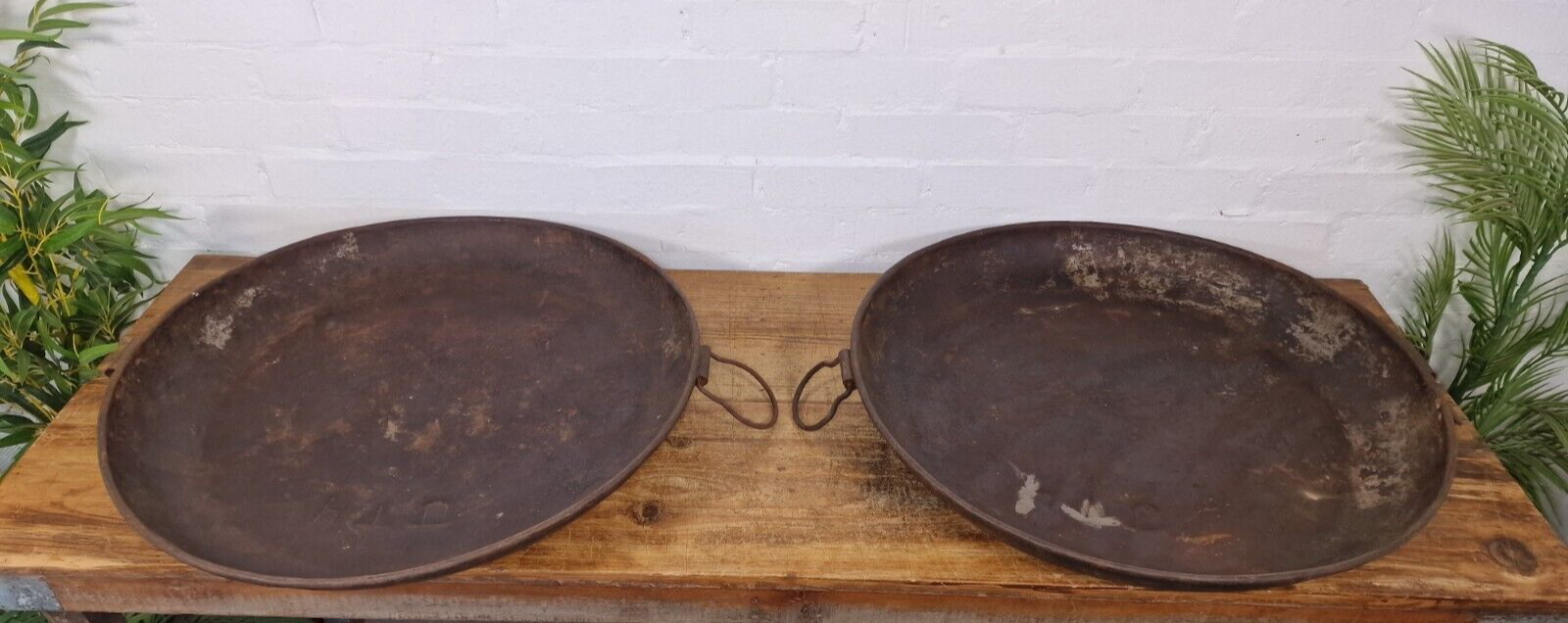 Large Round Industrial Vintage Rustic Galvanised Iron Metal Serving Drinks Tray
