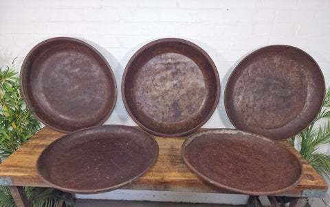 Large Round Industrial Vintage Rustic Galvanised Iron Metal Serving Drinks Tray