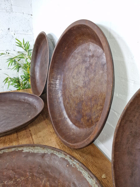 Large Round Industrial Vintage Rustic Galvanised Iron Metal Serving Drinks Tray