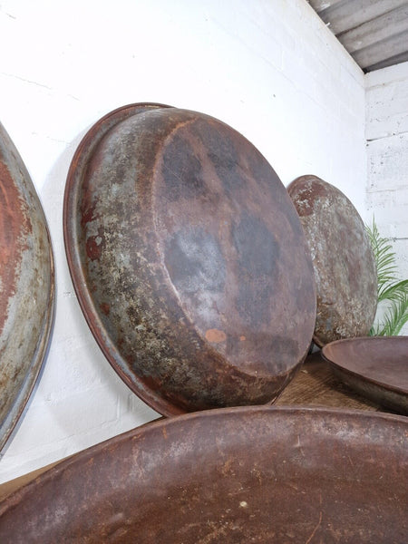 Large Round Industrial Vintage Rustic Galvanised Iron Metal Serving Drinks Tray