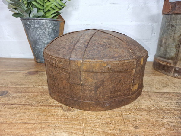 Antique Rustic Hand Forged Riveted Iron Metal Bowl Dish Herb Garden Planter