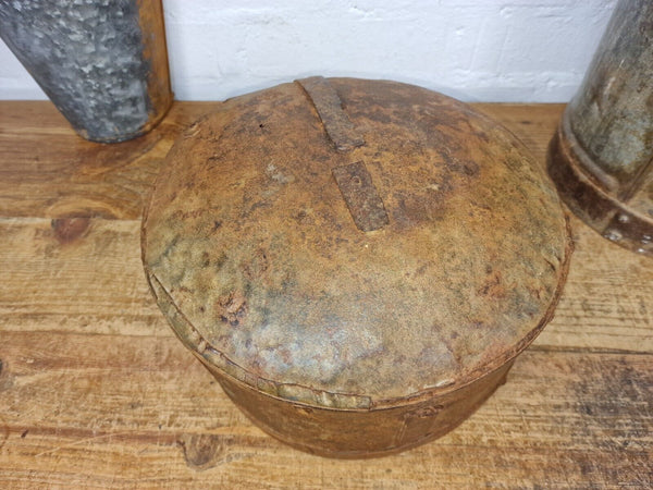 Antique Rustic Hand Forged Riveted Iron Metal Bowl Dish Herb Garden Planter