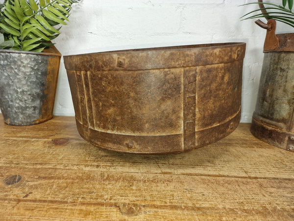 Antique Rustic Hand Forged Riveted Iron Metal Bowl Dish Herb Garden Planter