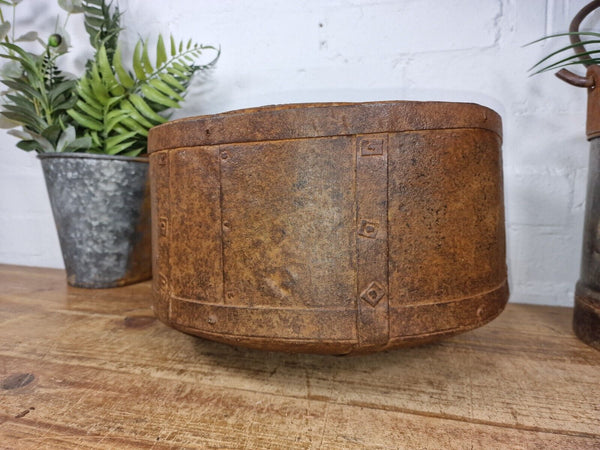 Antique Rustic Hand Forged Riveted Iron Metal Bowl Dish Herb Garden Planter