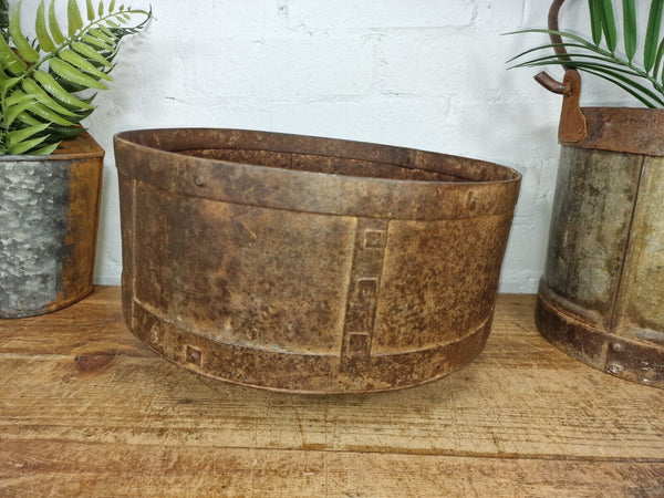 Antique Rustic Hand Forged Riveted Iron Metal Bowl Dish Herb Garden Planter